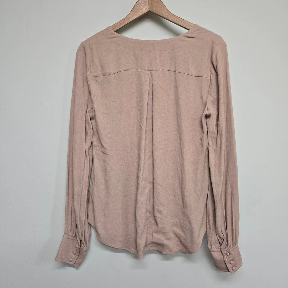 Free People Blouse Womens Medium Pink Ring Detail V-Neck Boho Minimalist - Picture 4 of 13